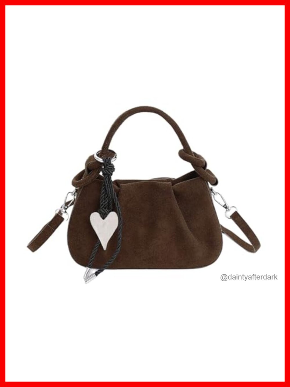 Small Faux Suede Slouchy Bucket Bag Women Shoulder Handbag